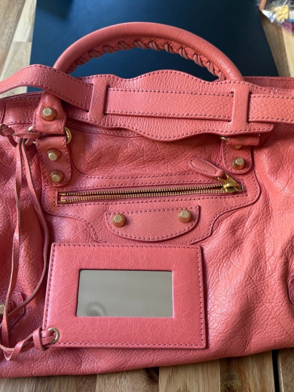 Balenciaga Classic City Pink Leather Motorcycle Bag